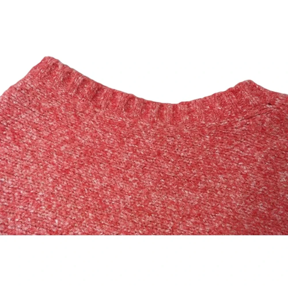 LL Bean Wool Blend Sweater Vest Women S Pink Cable Knit Button Mock Neck Classic